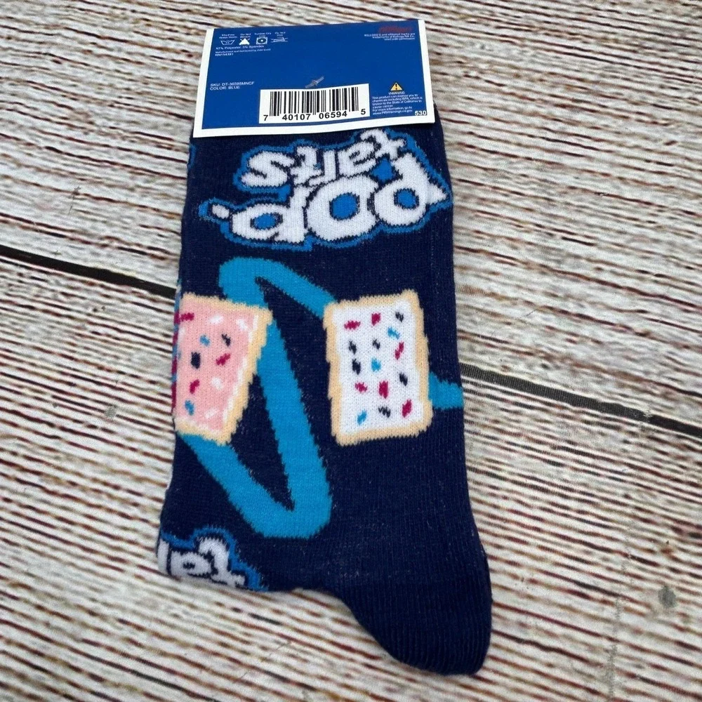 Pop-Tarts Mens Crew Socks Navy Blue Graphic‎ Food Novelty Shoe Size 6-12 NWT